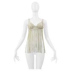 Katharine Hamnett Reggiseno di paillettes bianco sporco con frange di perline