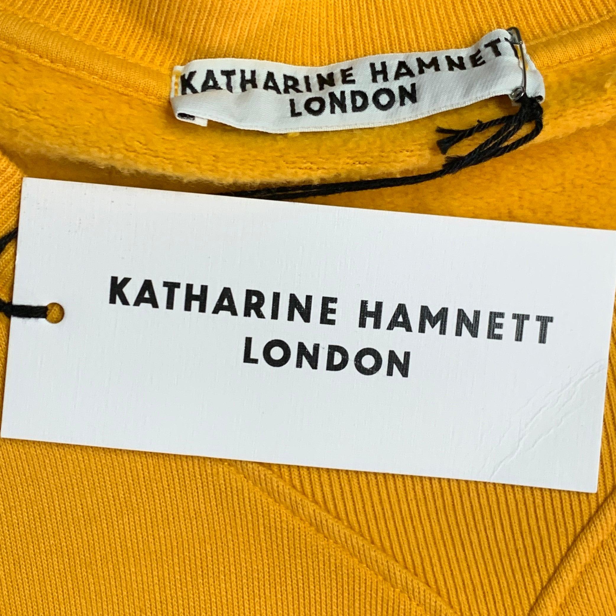 Women's KATHARINE HAMNETT Size M Vince Mustard Yellow Organic Cotton Print Sweater For Sale