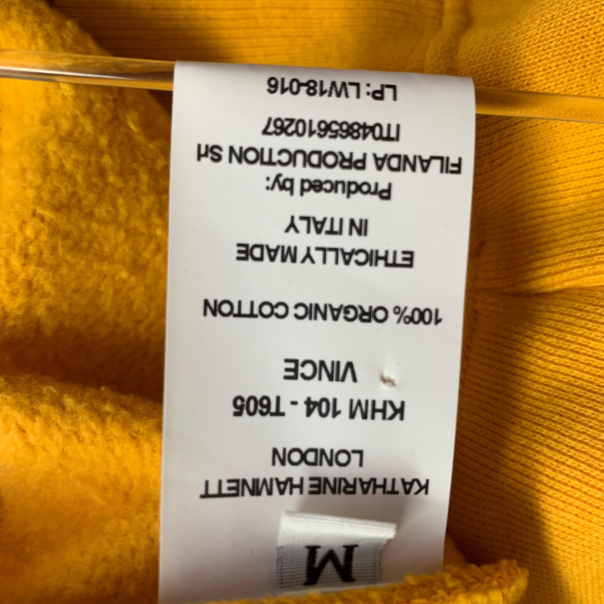 KATHARINE HAMNETT Size M Vince Mustard Yellow Organic Cotton Print Sweater For Sale 2