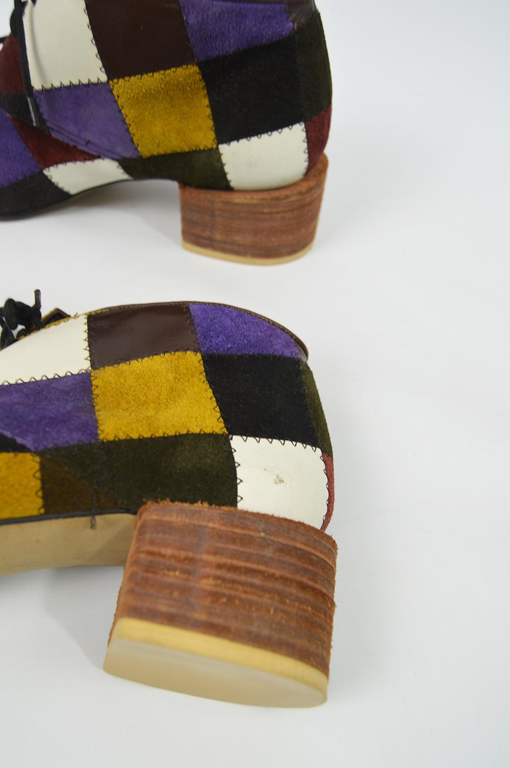 Katharine Hamnett Suede & Leather Patchwork Pointed Toe Ankle Boots, 1990s 2