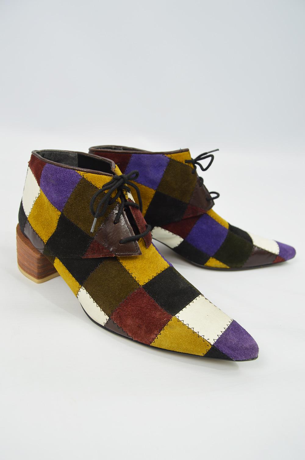 Katharine Hamnett Suede and Leather Patchwork Pointed Toe 