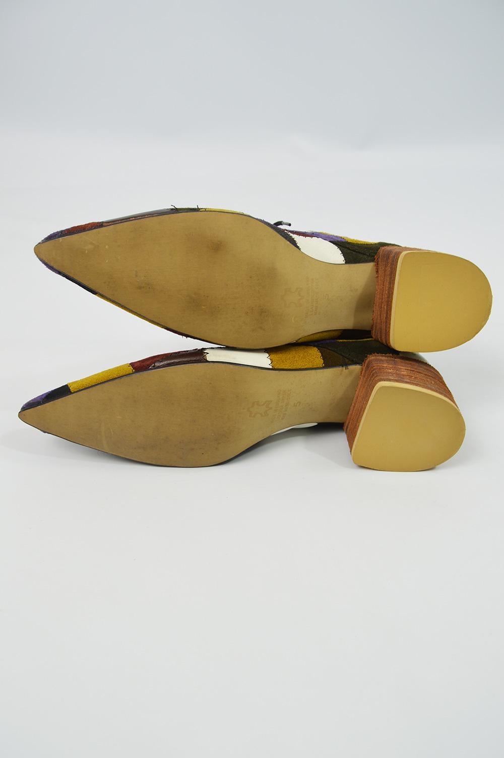 Women's Katharine Hamnett Suede & Leather Patchwork Pointed Toe Ankle Boots, 1990s