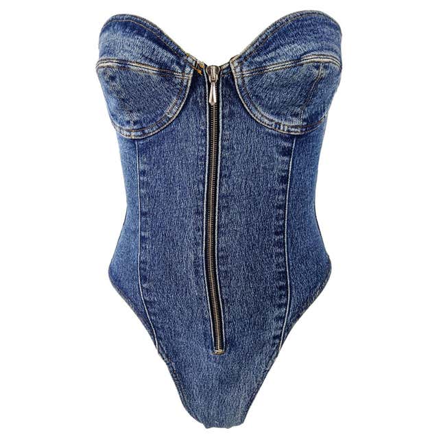 Katharine Hamnett Vintage Strapless Blue Denim Jean Bodysuit, 1990s at ...