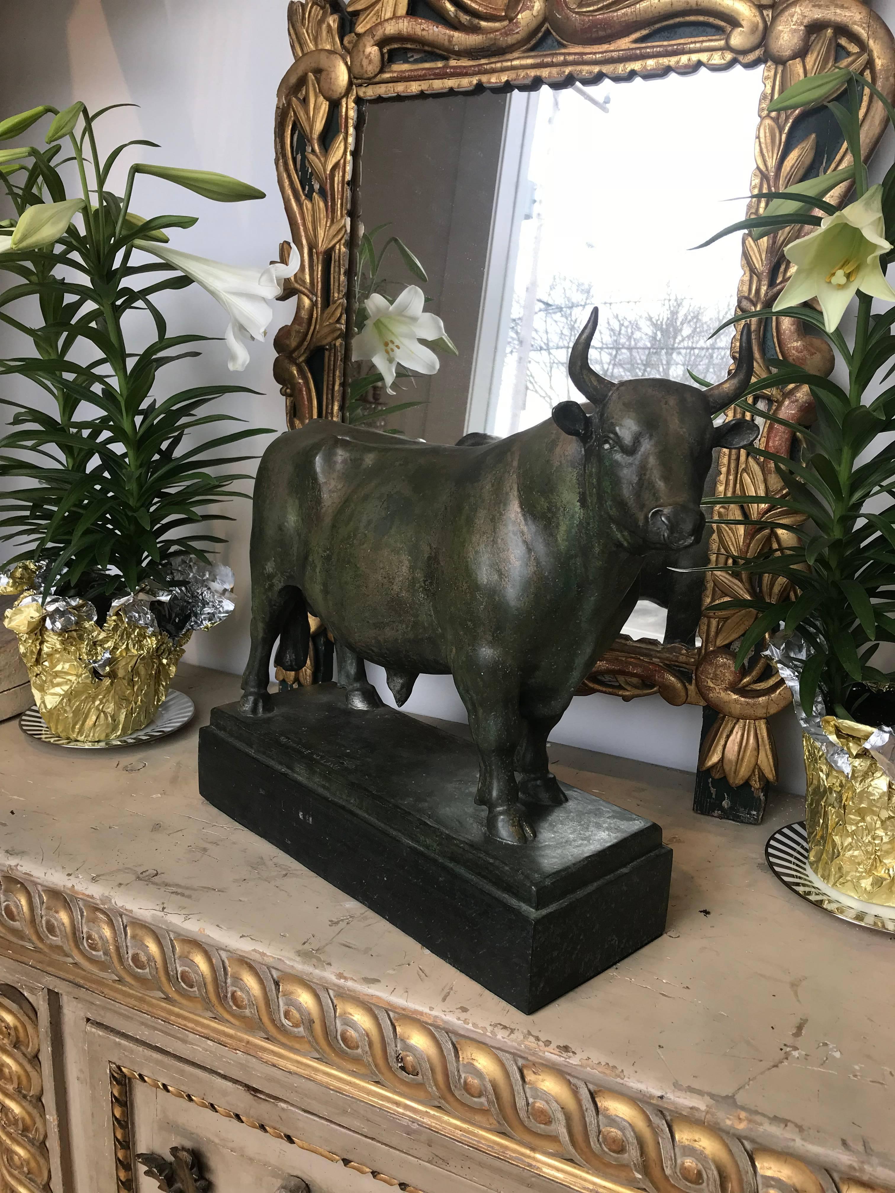 Rare Katharine Lane Weems Patinated Bronze Sculpture of a Bull

Katharine Lane Weems (born Katharine Ward Lane, February 22, 1899 - 1989) was an American sculptor famous for her realistic portrayals of animals.

--Signed 