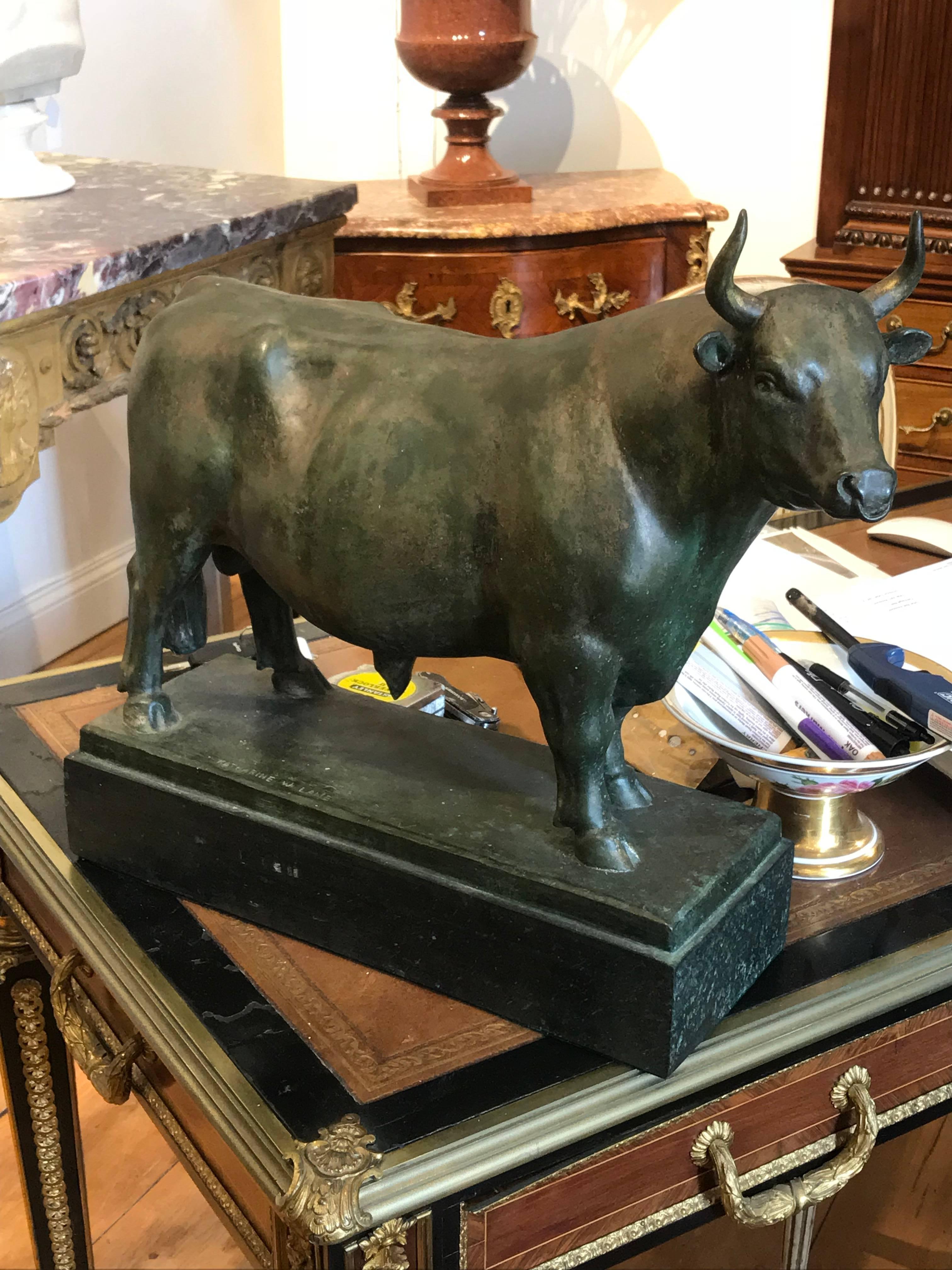 Art Deco Katharine Lane Weems, Original Bronze Bull Sculpture, 1928