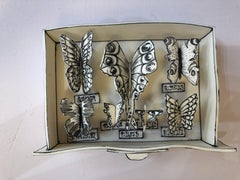 "Butterfly box" porcelain and black stain ceramic sculpture