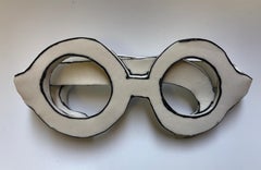 "David Hockney - Eye Glasses" porcelain and black stain ceramic sculpture