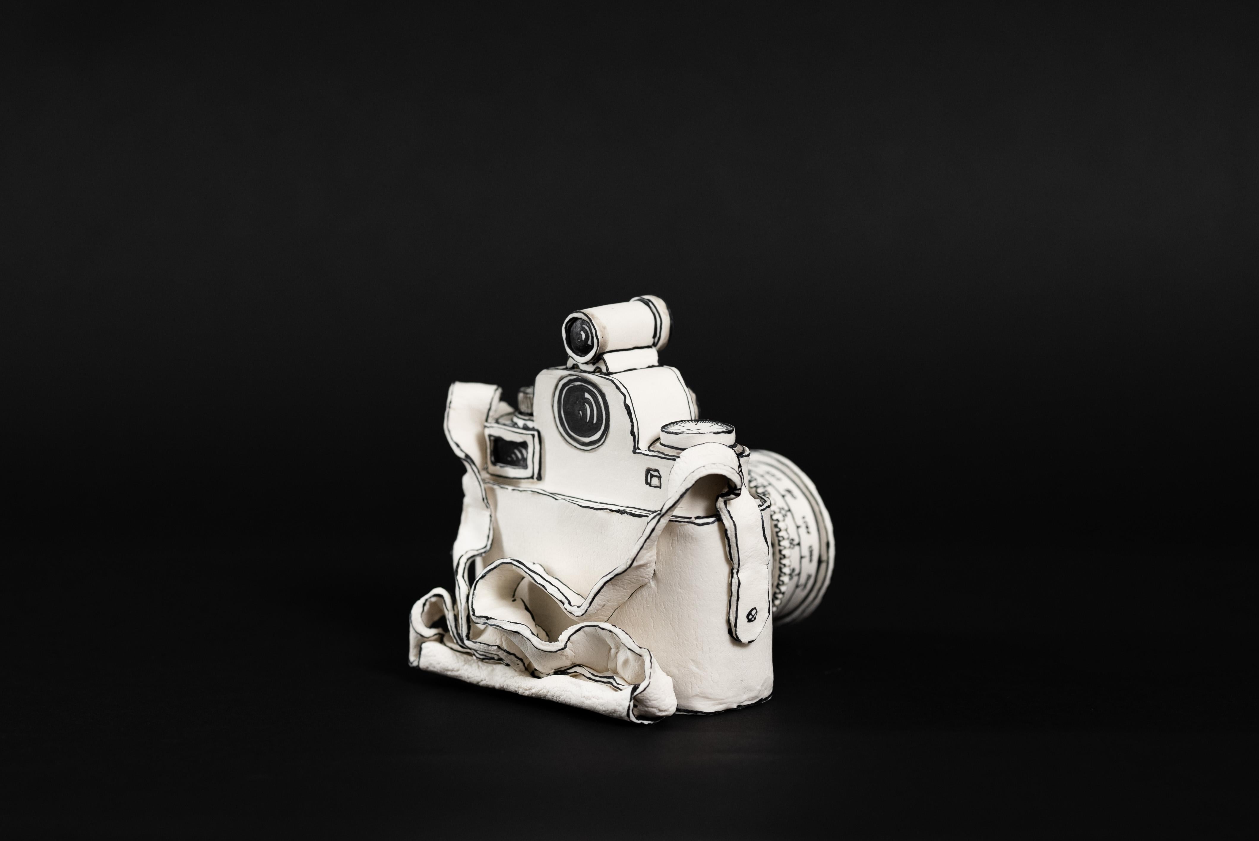 black and white camera sticker