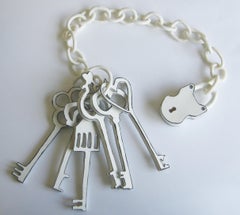 Keys on a Chain, Whimsical porcelain 3D ceramic sculpture by Katharine Morling