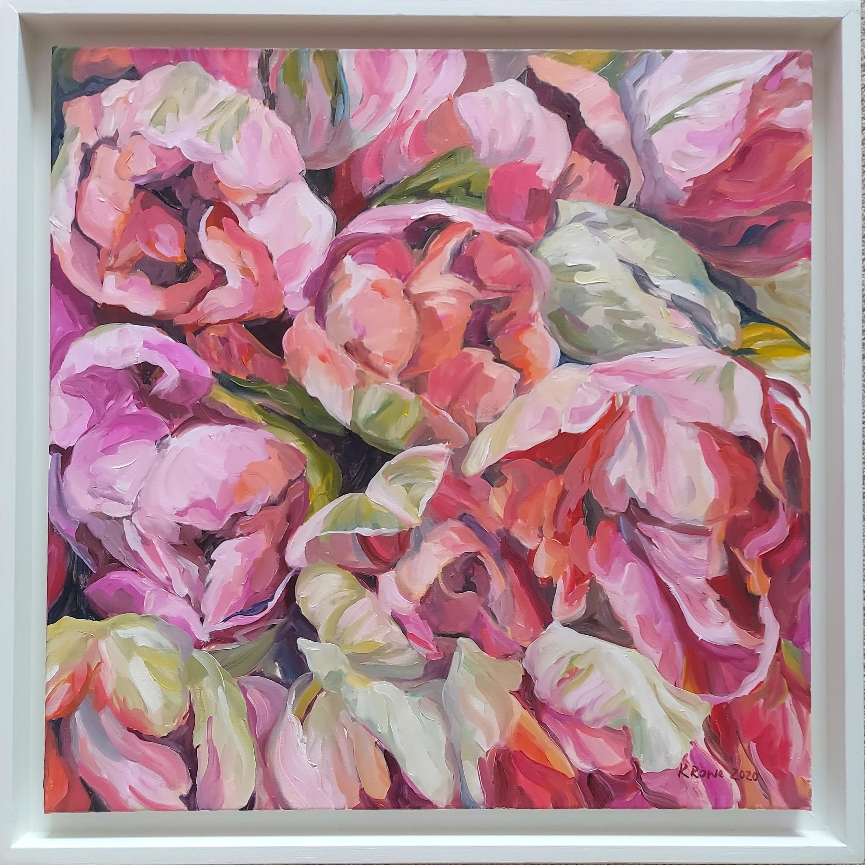  Pink and Orange Parrot Tulips - Painting by Katharine Rowe