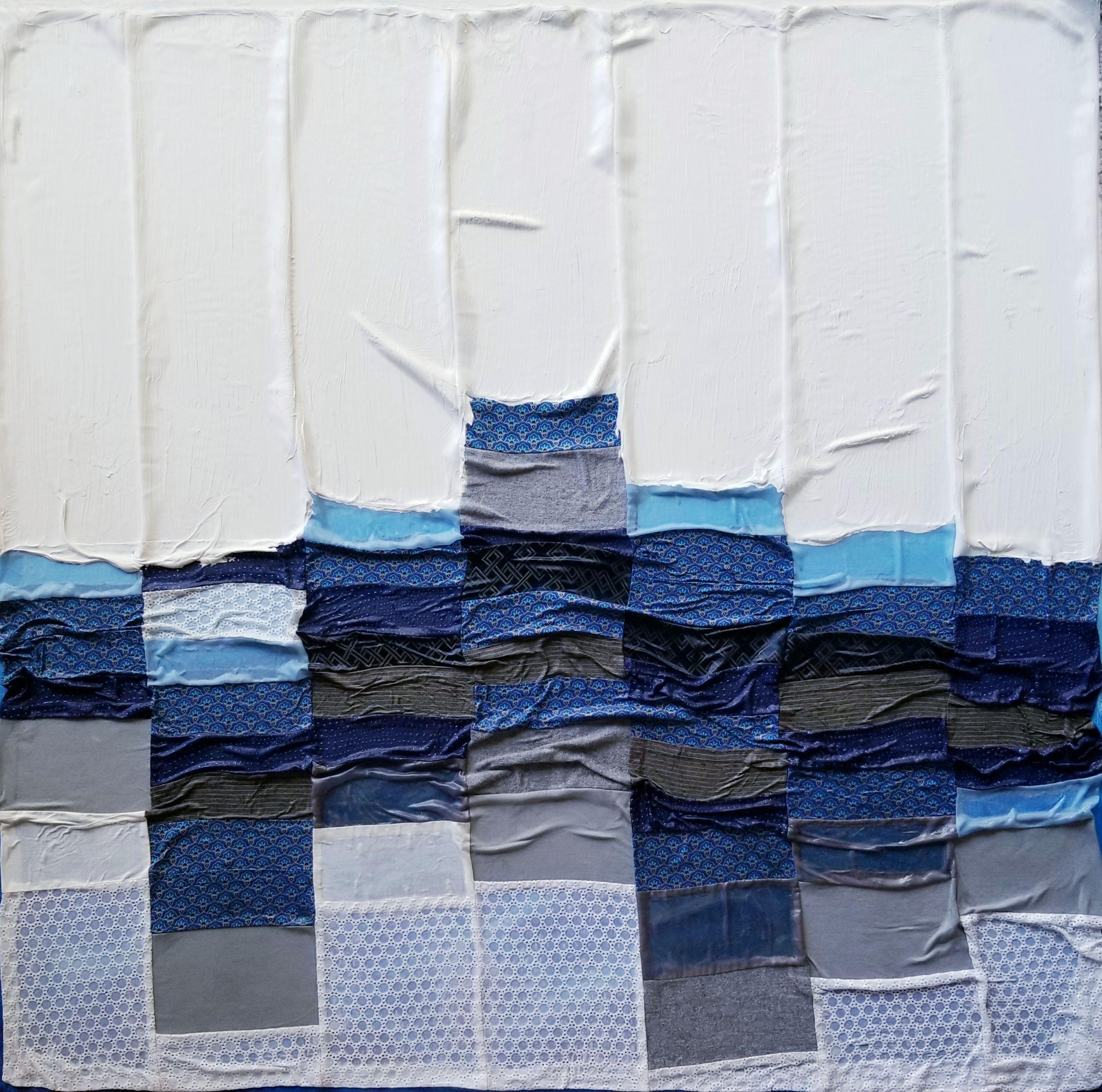 Blue Pond, Mixed Media on Canvas - Mixed Media Art by Katharine Weber
