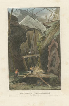 Katharineberg Copper Mine, Sweden, Hand Colored Steel Engraving, circa 1840