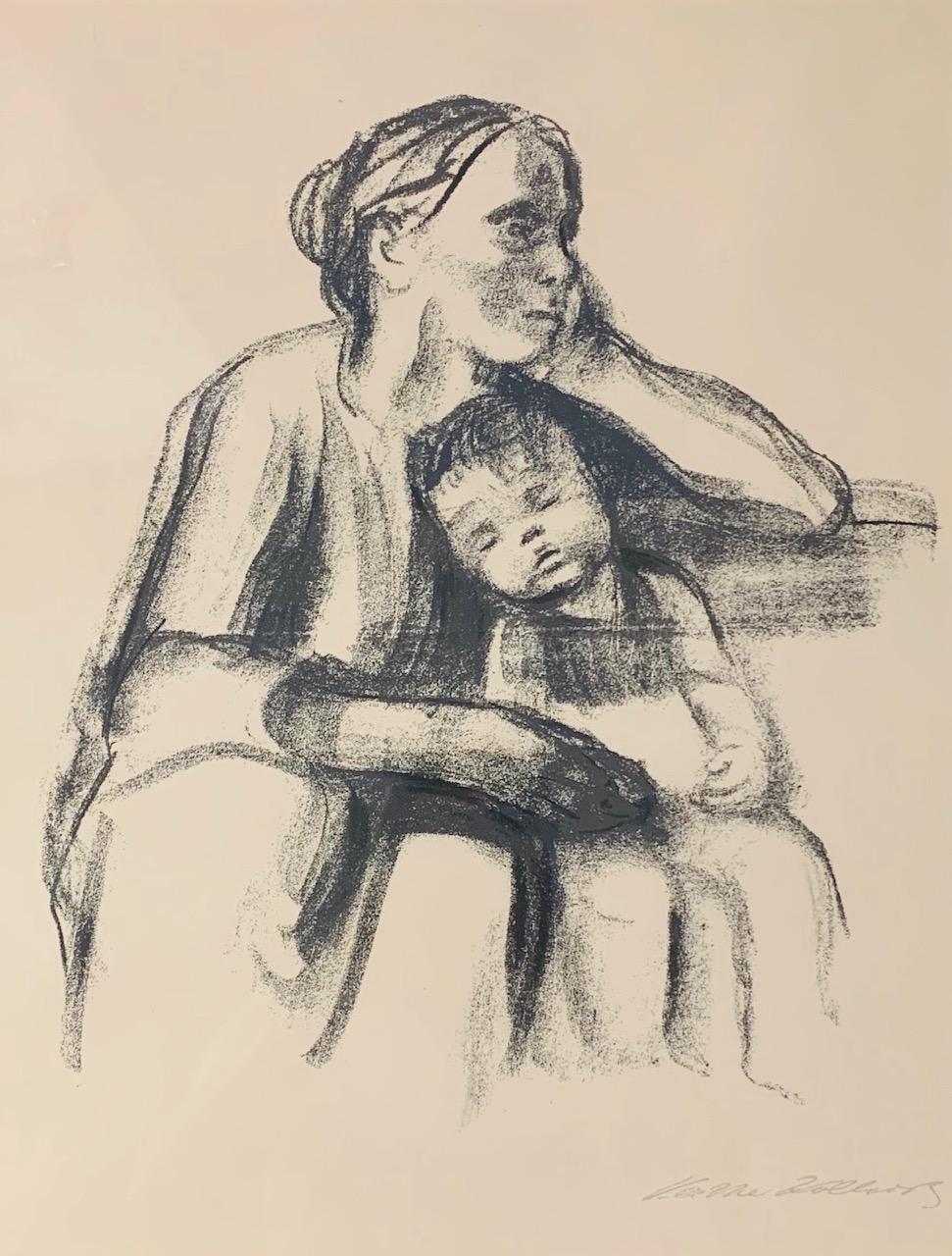 Arbeiterfrau mit schlafendem Jungen - Print by Käthe Kollwitz