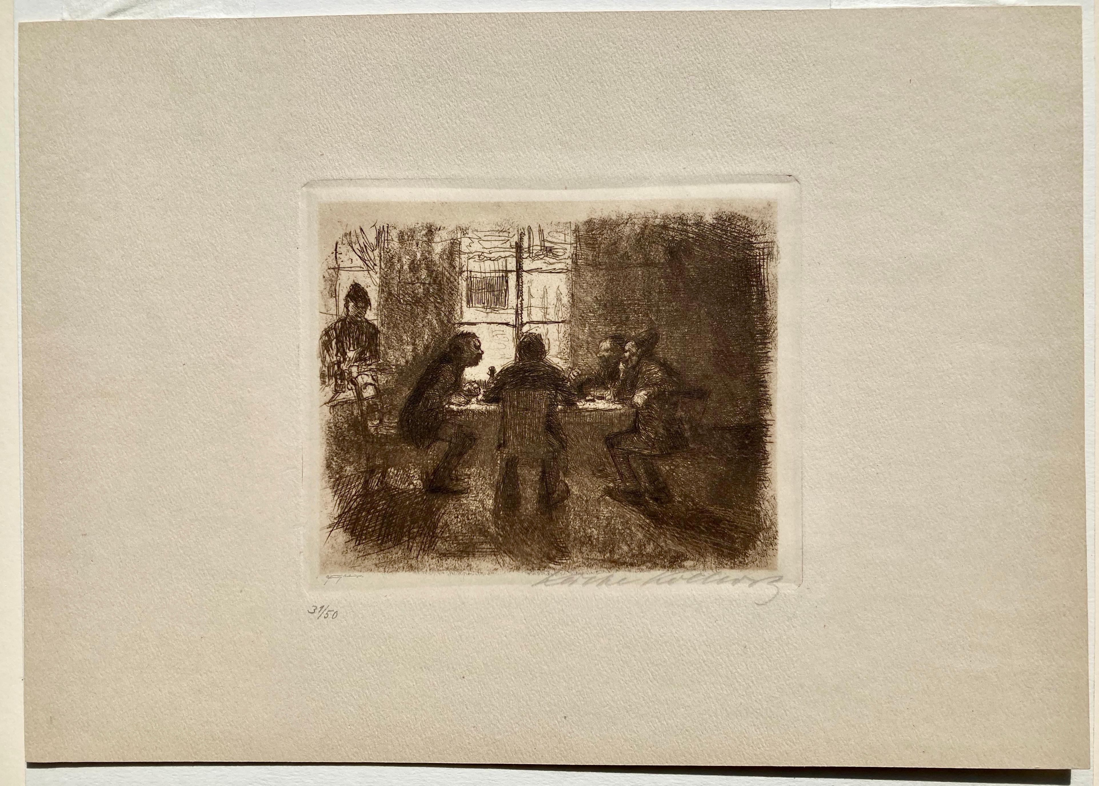 FOUR MEN IN THE PUB  (VIER  MANNER IN DER KNEIPE) - ****FIRST STATE**** - Print by Käthe Kollwitz