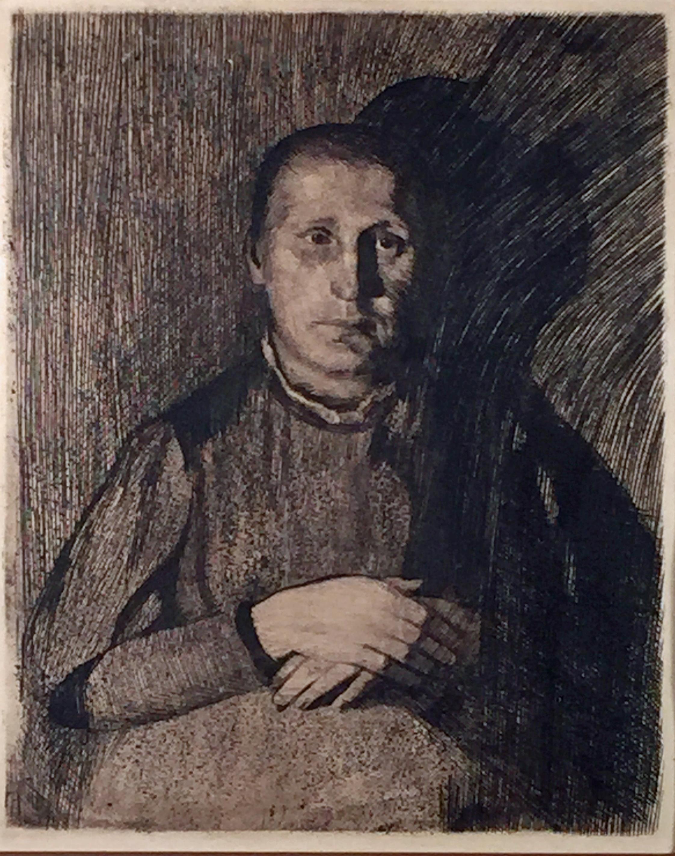 Käthe Kollwitz Portrait Print -  FRAU MIT UBEREINANDERGELEGTEN HANDEN (Woman With Folded Hands)