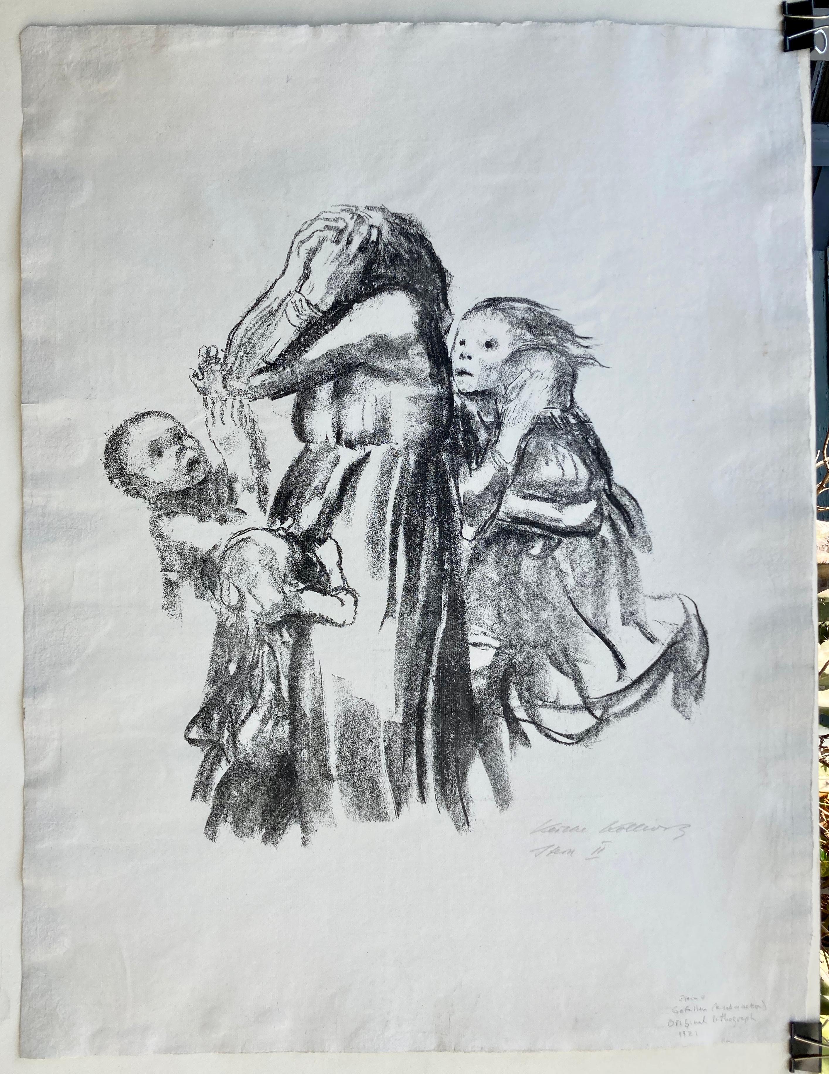 KATHE KOLLWITZ (1867-1945)

GEFALLEN (Killed in Action) 1920 (Klipstein 153 (1st state, a of c of 2 states)
Lithograph on laid paper. Image 16 ¼ x 15 ¼ inches, Large Full Sheet, 25 ½ x 19 3/8 inches. Signed and inscribed 