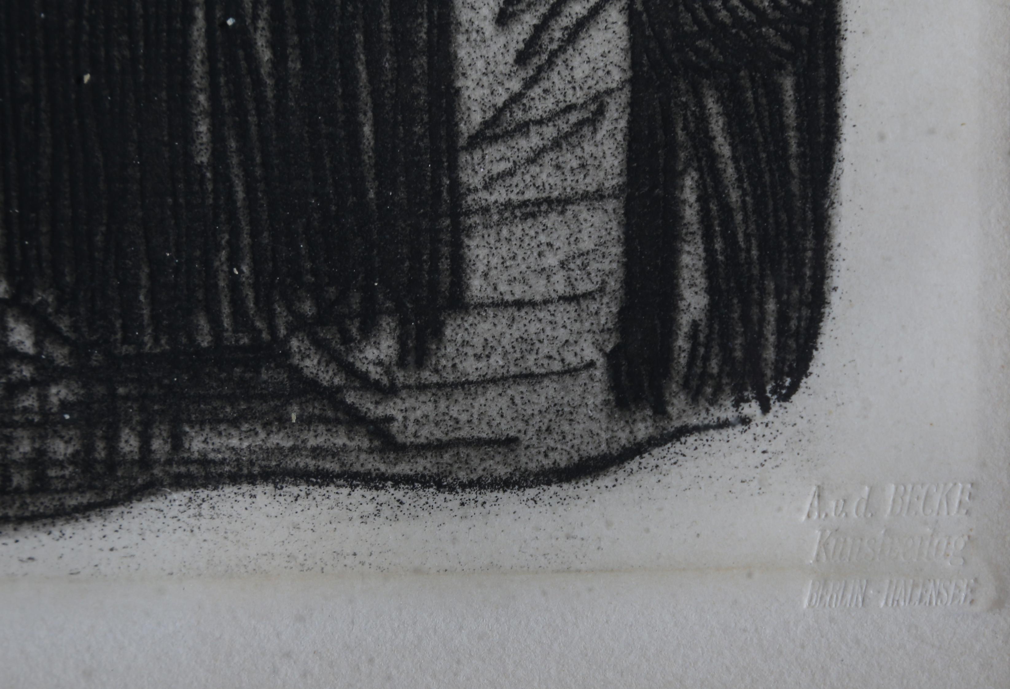 Hamburger Kneipe (Hamburg Pub), Etching by Kathe Kollwitz - Expressionist Print by Käthe Kollwitz