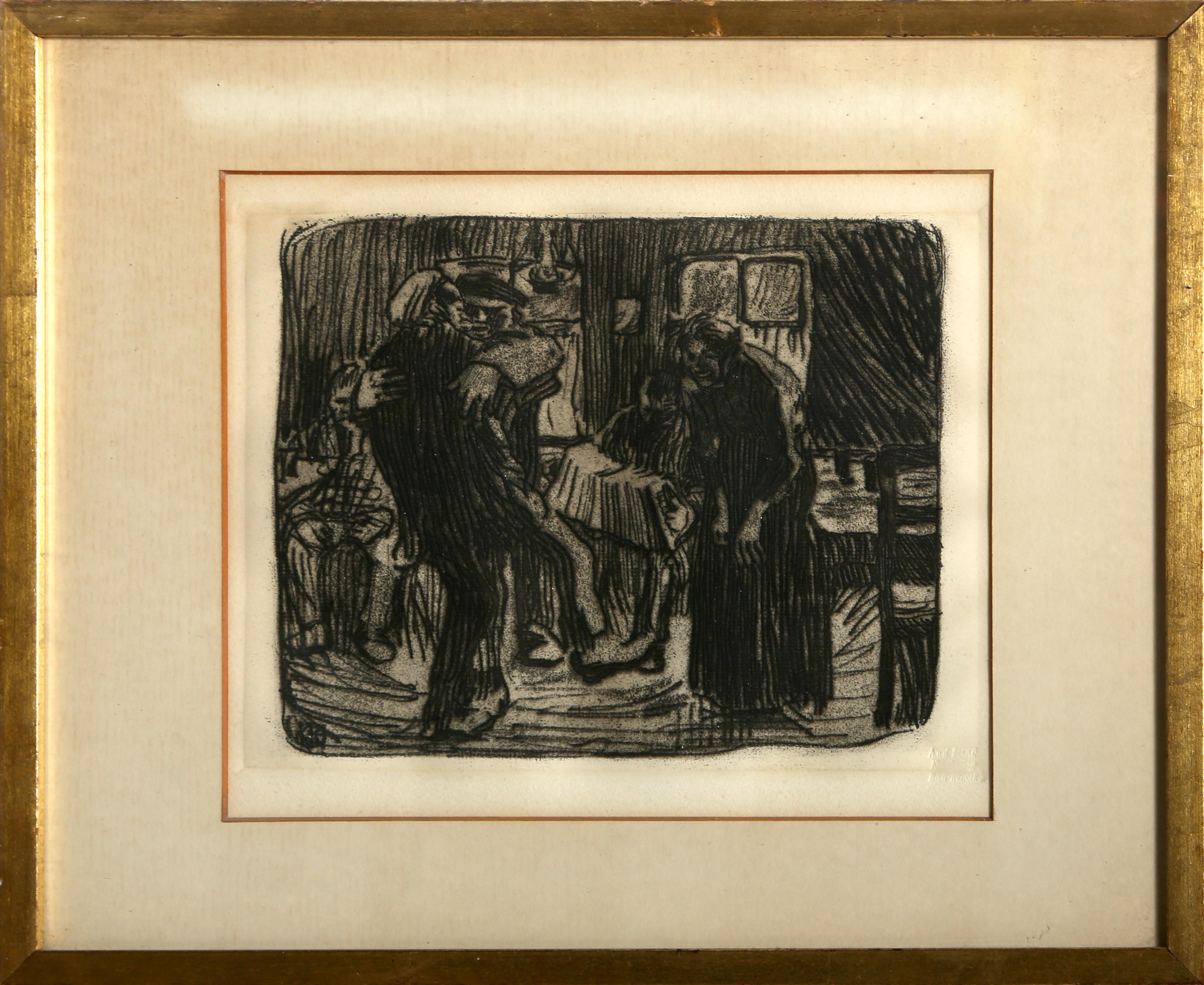 Hamburger Kneipe (Hamburg Pub), Etching by Kathe Kollwitz - Print by Käthe Kollwitz