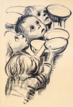 Antique  Käthe Kollwitz Lithograph, "Germany's Children Are Starving"