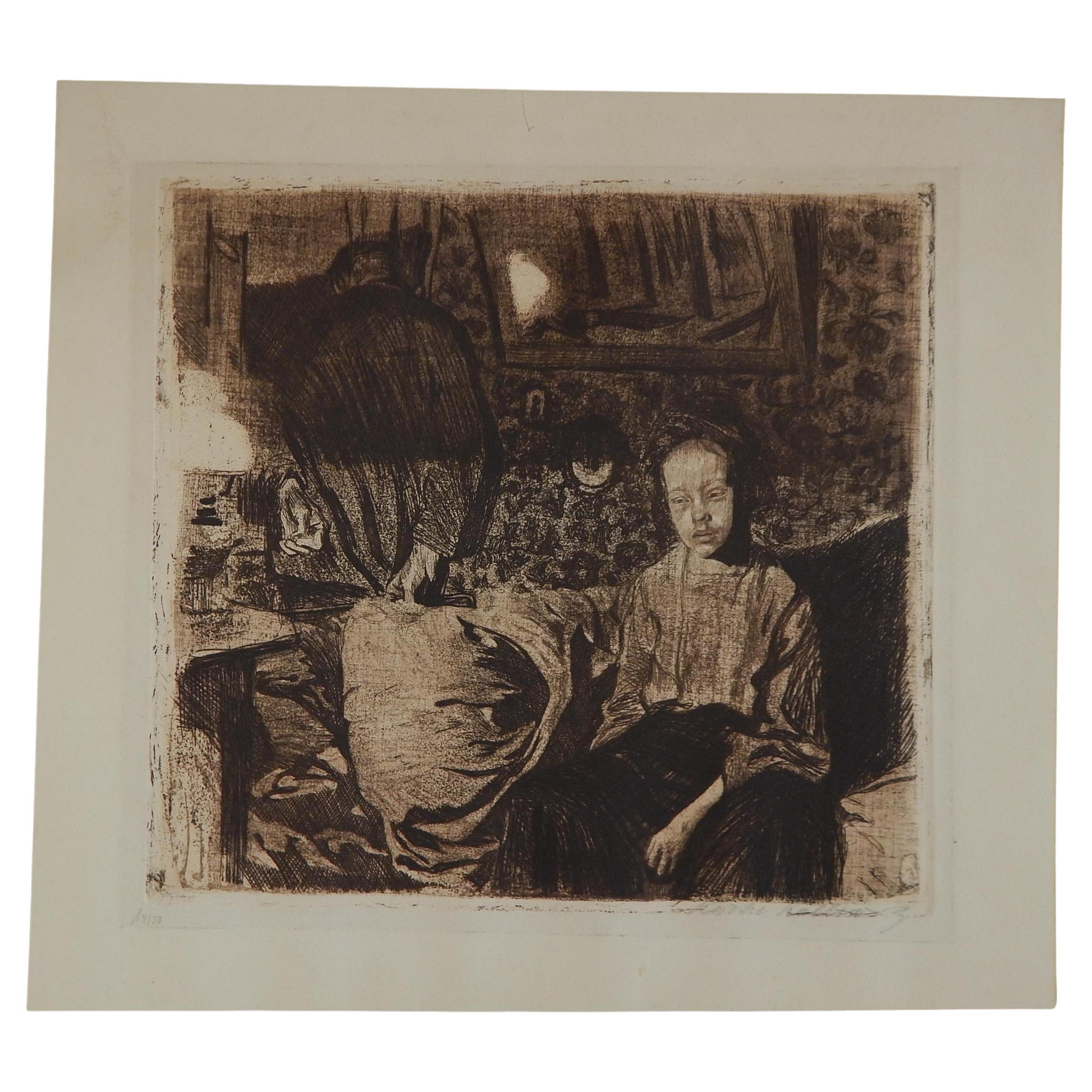 Käthe Kollwitz Figurative Print - Kathe Kollwitz Original Etching, 1904 - "Junges Paar"