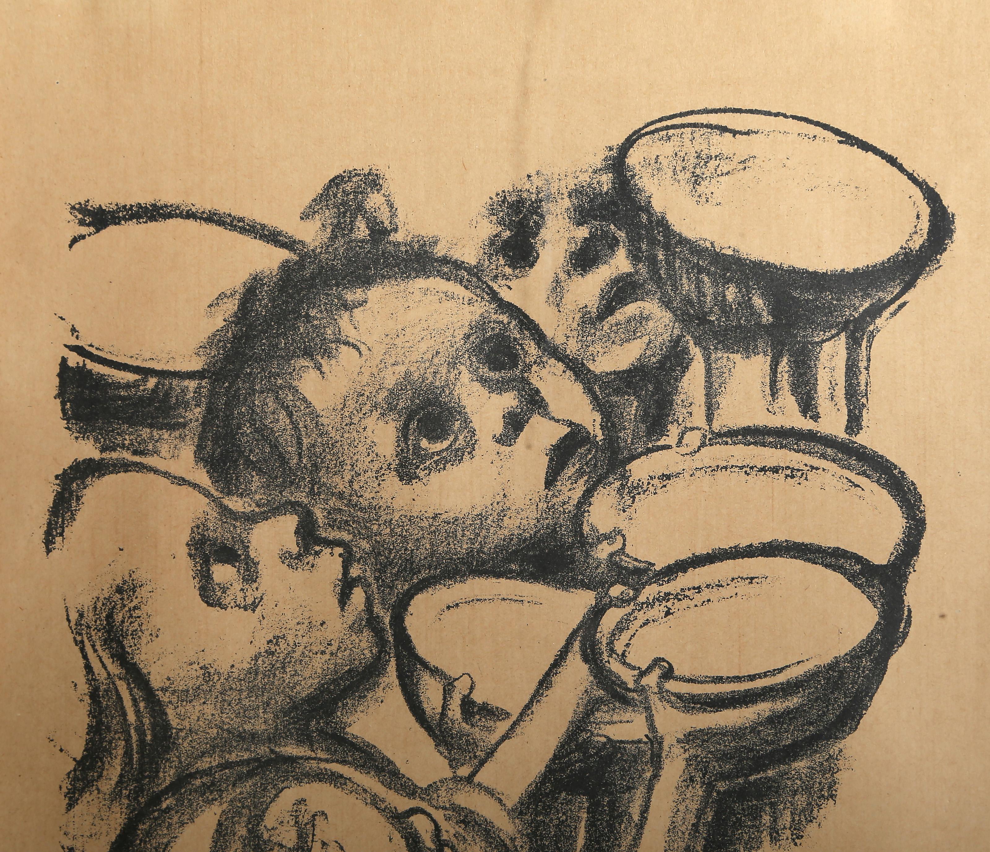 Kinder halten Essensschüsseln, litografia espressionista di Kathe Kollwitz - Print di Käthe Kollwitz