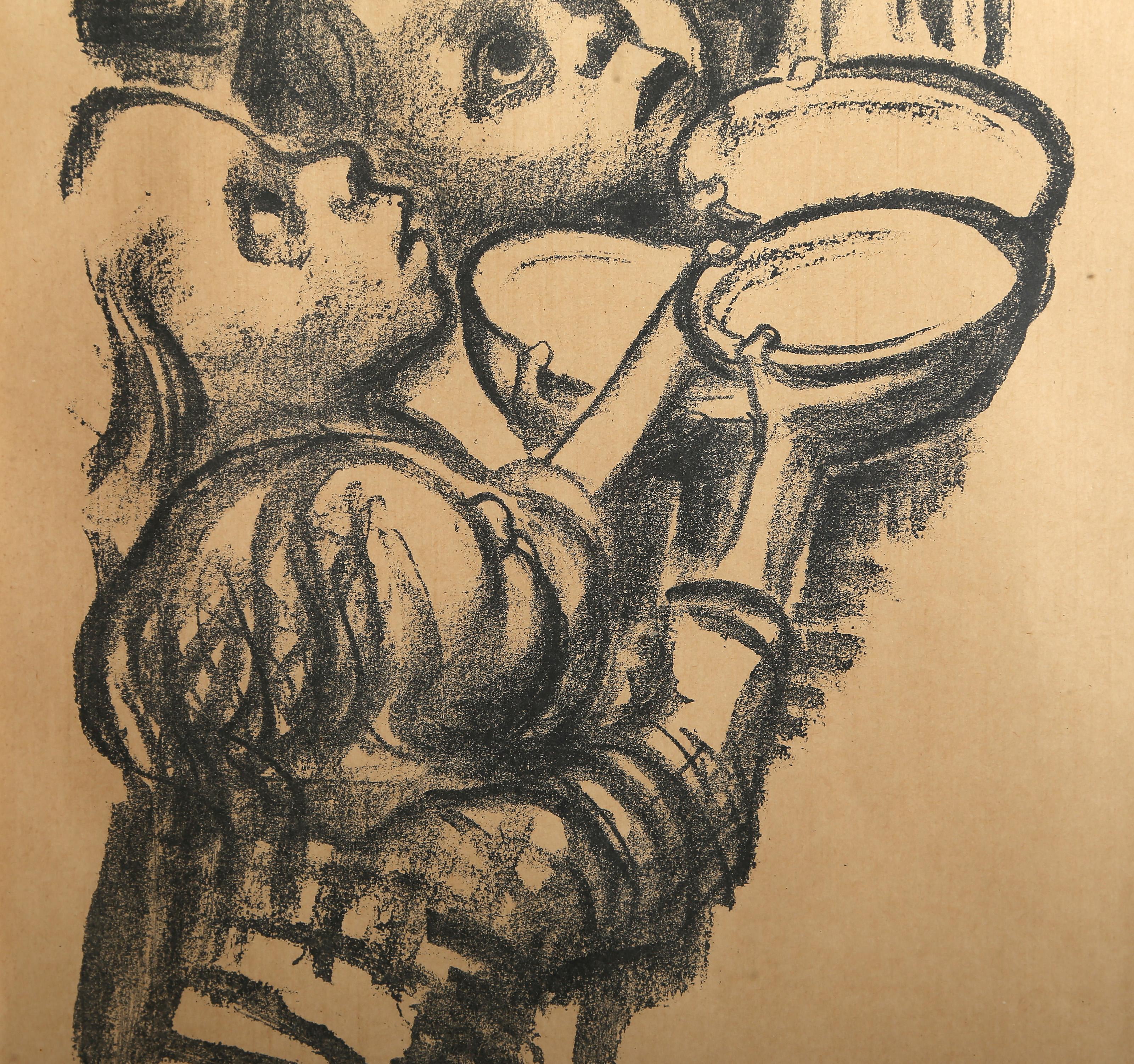 Kinder halten Essensschüsseln, litografia espressionista di Kathe Kollwitz - Print Espressionista di Käthe Kollwitz