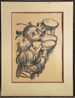 Kinder halten Essensschüsseln, Expressionist Lithograph by Kathe Kollwitz