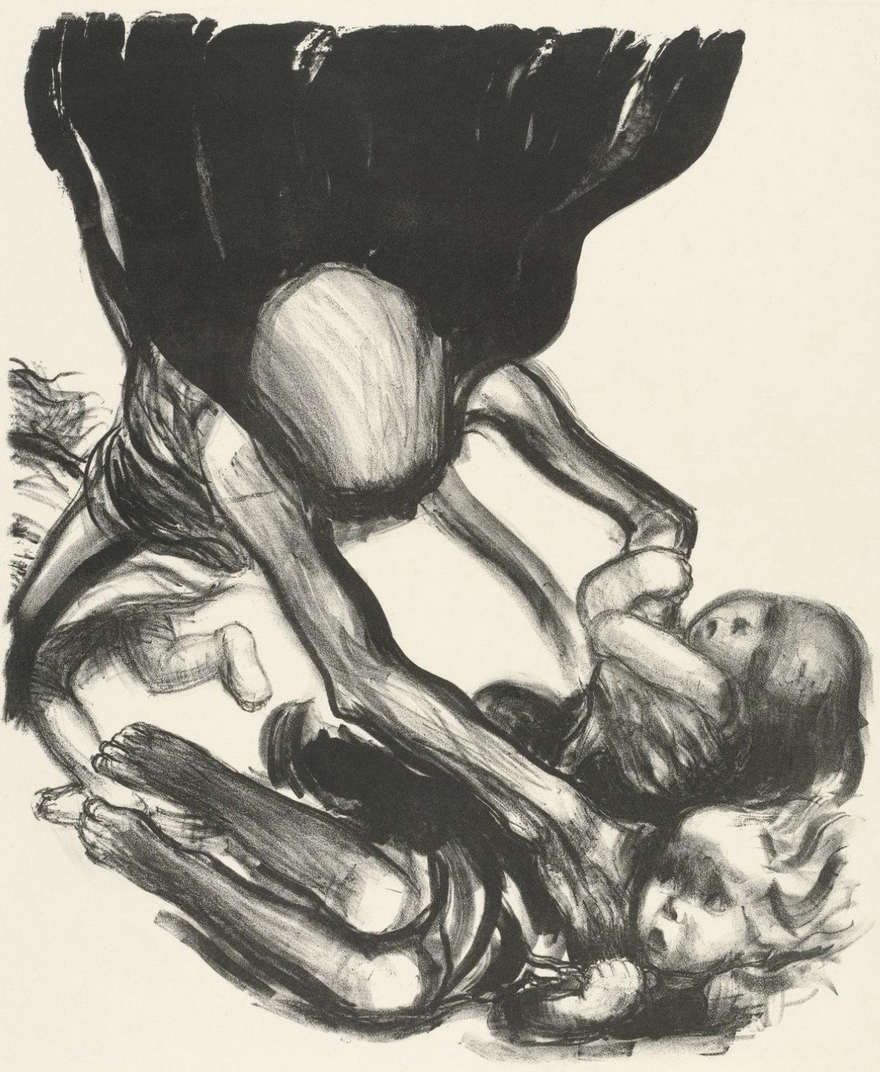 Käthe Kollwitz Figurative Print - Kollwitz, Death seizes the Children (after)