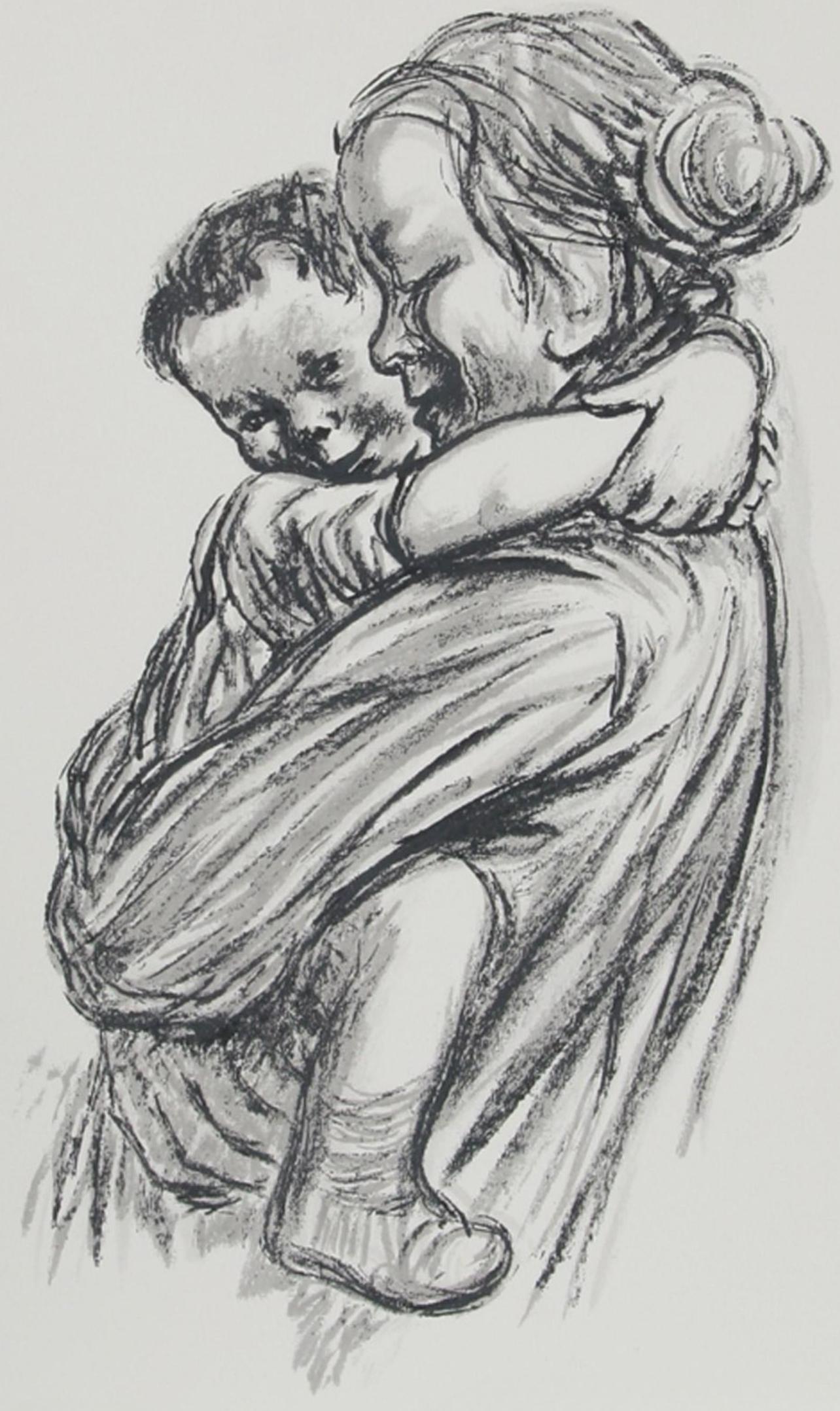 Käthe Kollwitz Figurative Print - Kollwitz, Mother and Child (after)