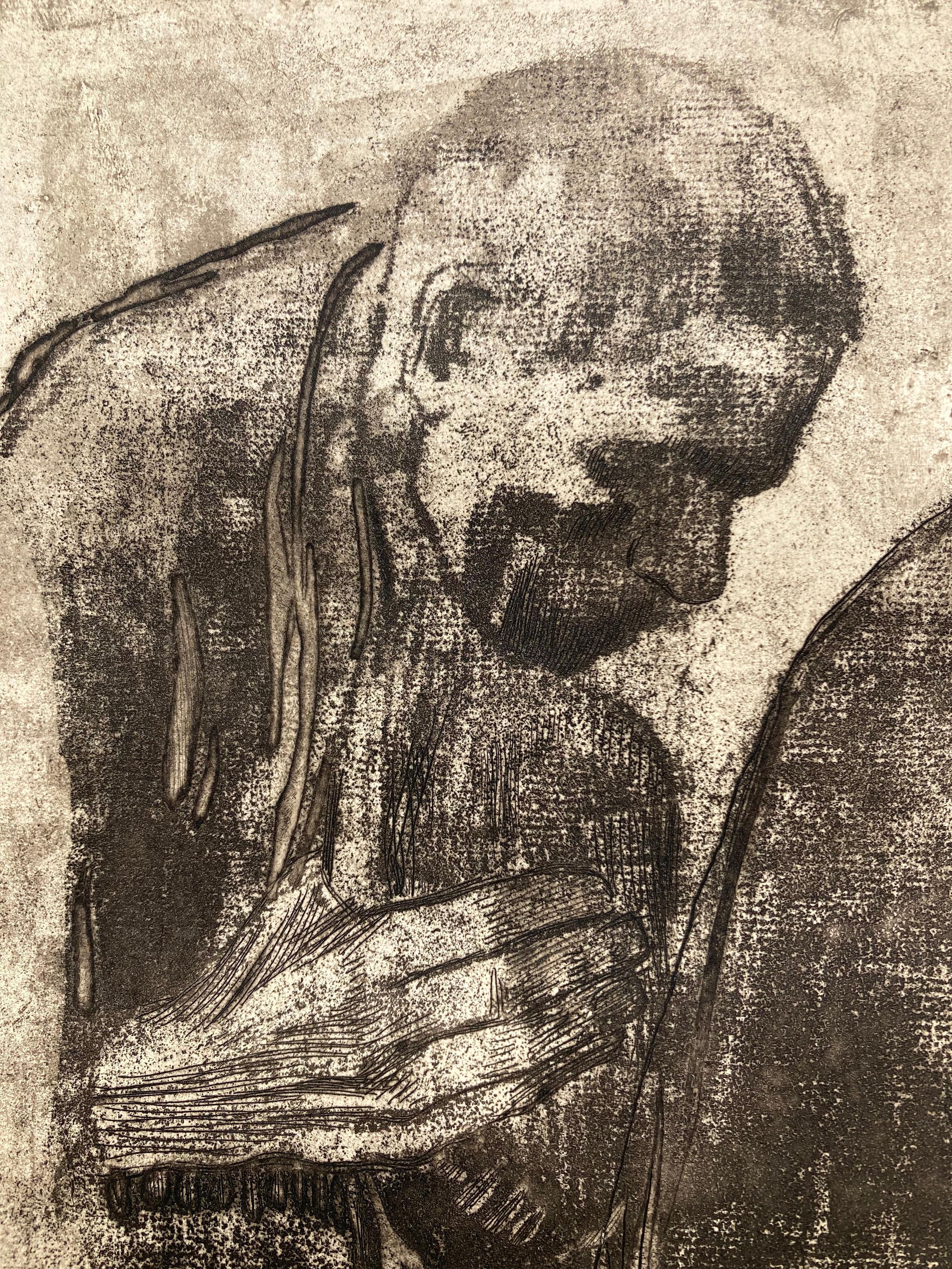 MOURNING MAN / TRAUERNDER MANN - Print by Käthe Kollwitz