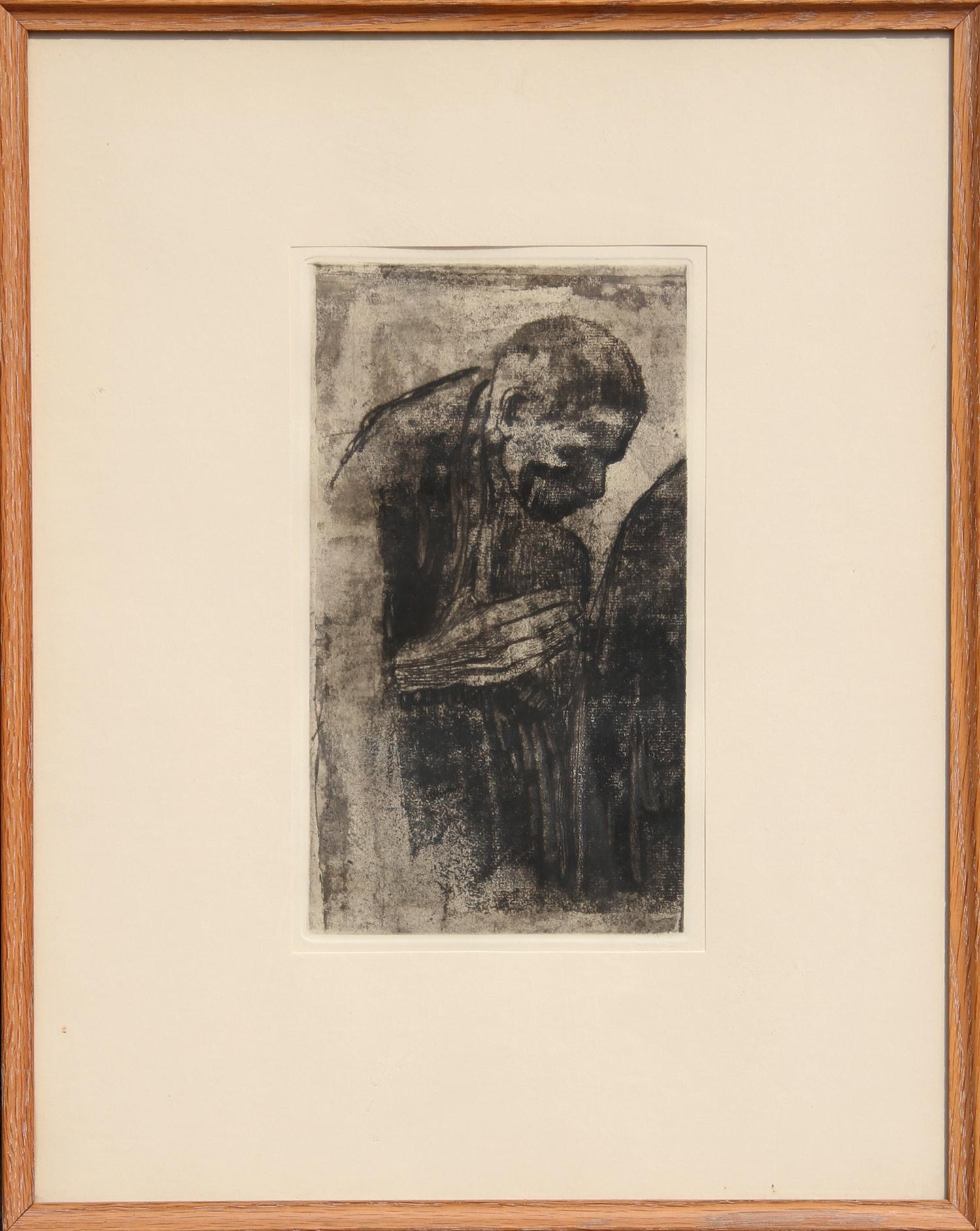 Portrait of a Man, Etching by Kathe Kollwitz - Print by Käthe Kollwitz