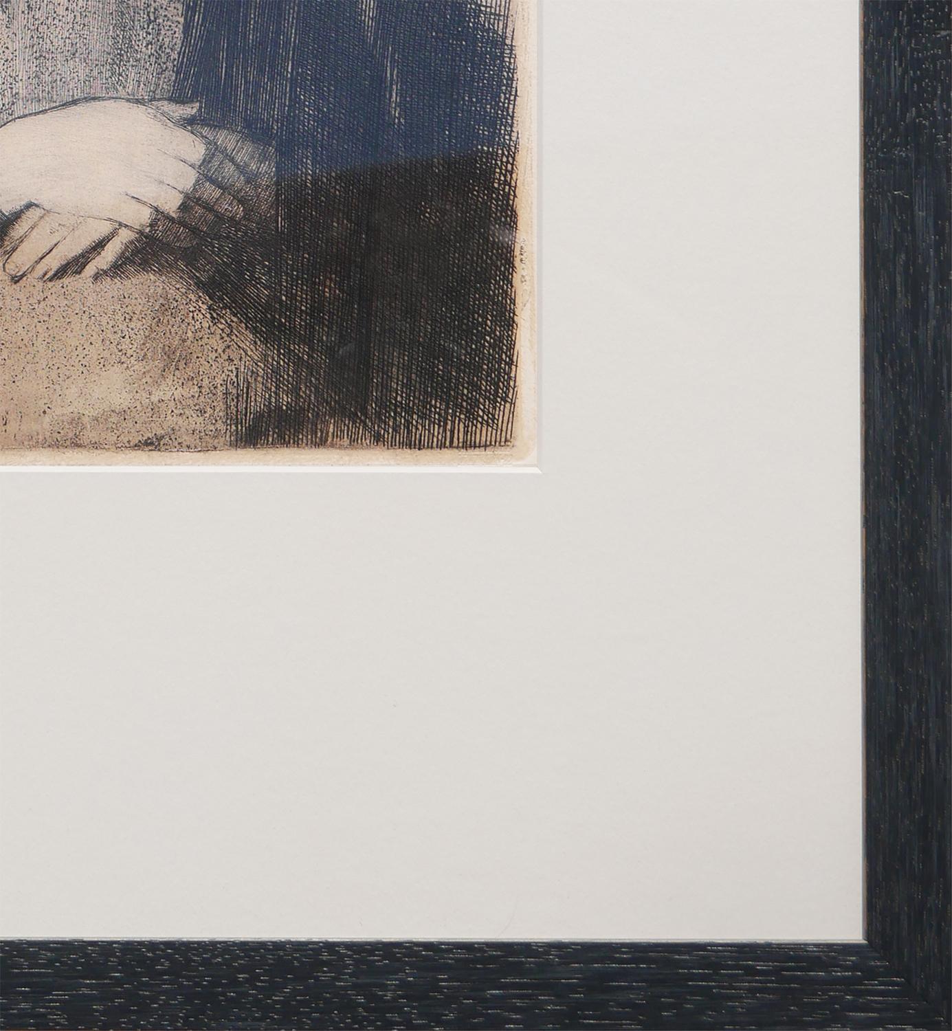 Pregnant Woman with Folded Hands Etching “Frau mit übereinandergelegten Händen” - Expressionist Print by Käthe Kollwitz