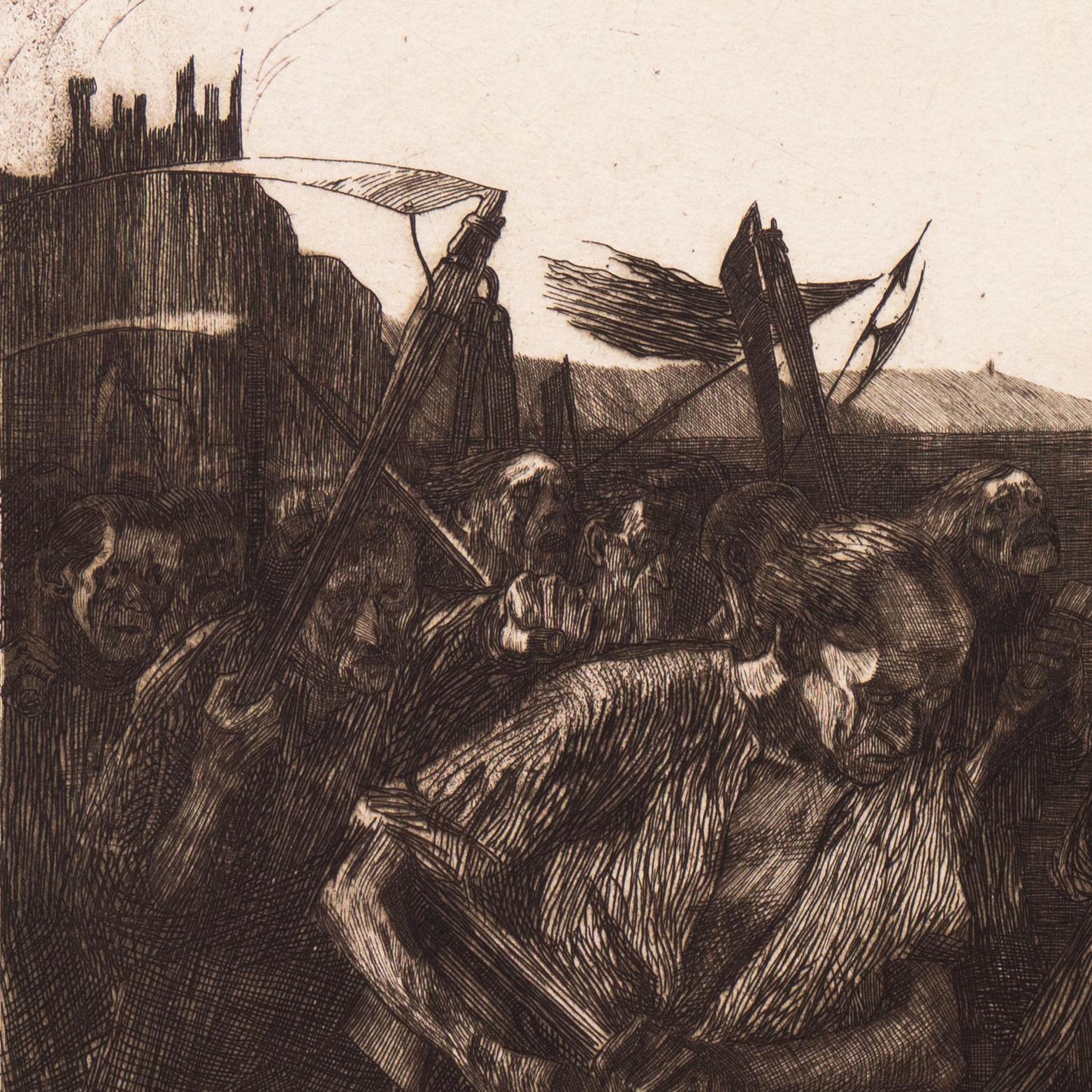 Revolt   (The Peasant's War, German Expressionism,  Modernism, Woman Artist) - Black Figurative Print by Käthe Kollwitz