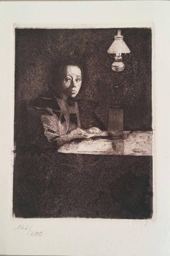 "Selbstbildnis am Tisch II. Fassung" ("Selfportrait by the table")