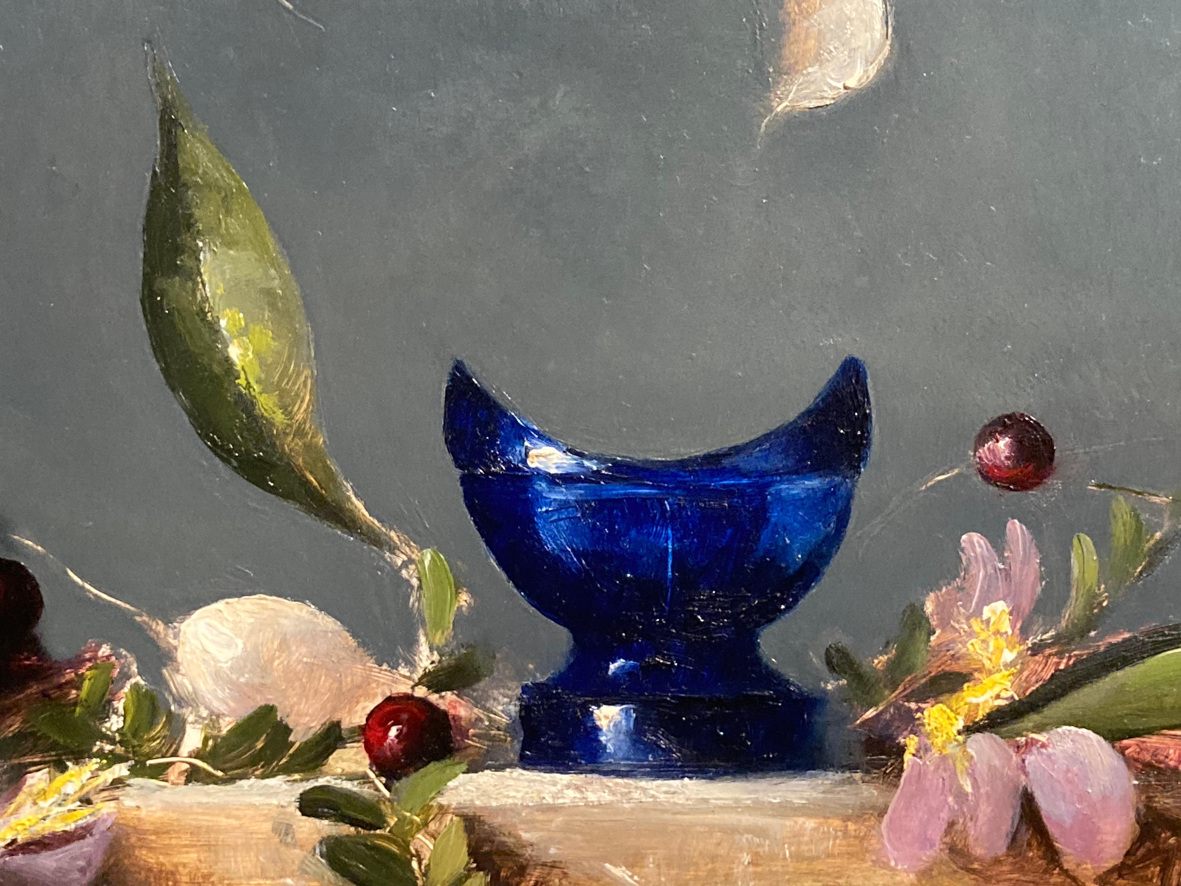 'Realist Still Life of Foliage and Glass, ' by Katherine Ann Hartley, Painting 1