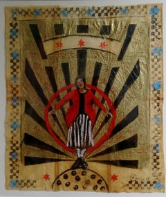 "Au cirque" Mixed Media Painting in Glass Frame by Katherine Bakhoum Tisné