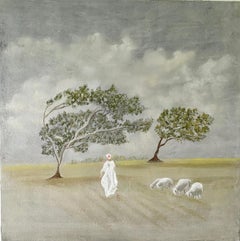 "Dans le Vent” Painting 24" x 24" in by Katherine Bakhoum Tisné
