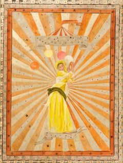 "Danseuse Jaune” Painting in Glass Frame 51" x 38"in by Katherine Bakhoum Tisné