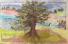 Peinture de paysage "Bonsaï" 8" x 12" pouces par Katherine Bakhoum Tisné