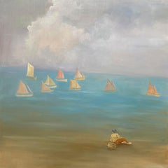 "L'armada" Paesaggio dipinto a olio 47" x 47" pollici di Katherine Bakhoum Tisné