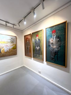 "Le Tarbouche Türkis" Gemälde 53" x 26" in von Katherine Bakhoum Tisné