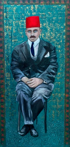 Quadro "Le Tarbouche Turquoise" 53" x 26" di Katherine Bakhoum Tisné