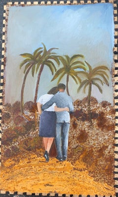 "Les Amoureux Landschaft Ölgemälde 10" x 6" Zoll von Katherine Bakhoum Tisné