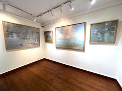 "Les Barques" Paisaje Pintura al óleo 38" x 51" pulgadas por Katherine Bakhoum Tisné