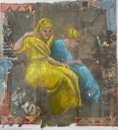 "Les Deux Femmes", quadro incorniciato 13" x 13" pollici di Katherine Bakhoum Tisné