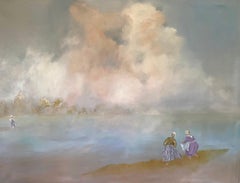 "Les Deux Femmes" Peinture à l'huile 38" x 51" par Katherine Bakhoum Tisné