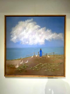 "Les Oies" Paisaje Pintura al óleo 47" x 47" pulgadas by Katherine Bakhoum Tisné