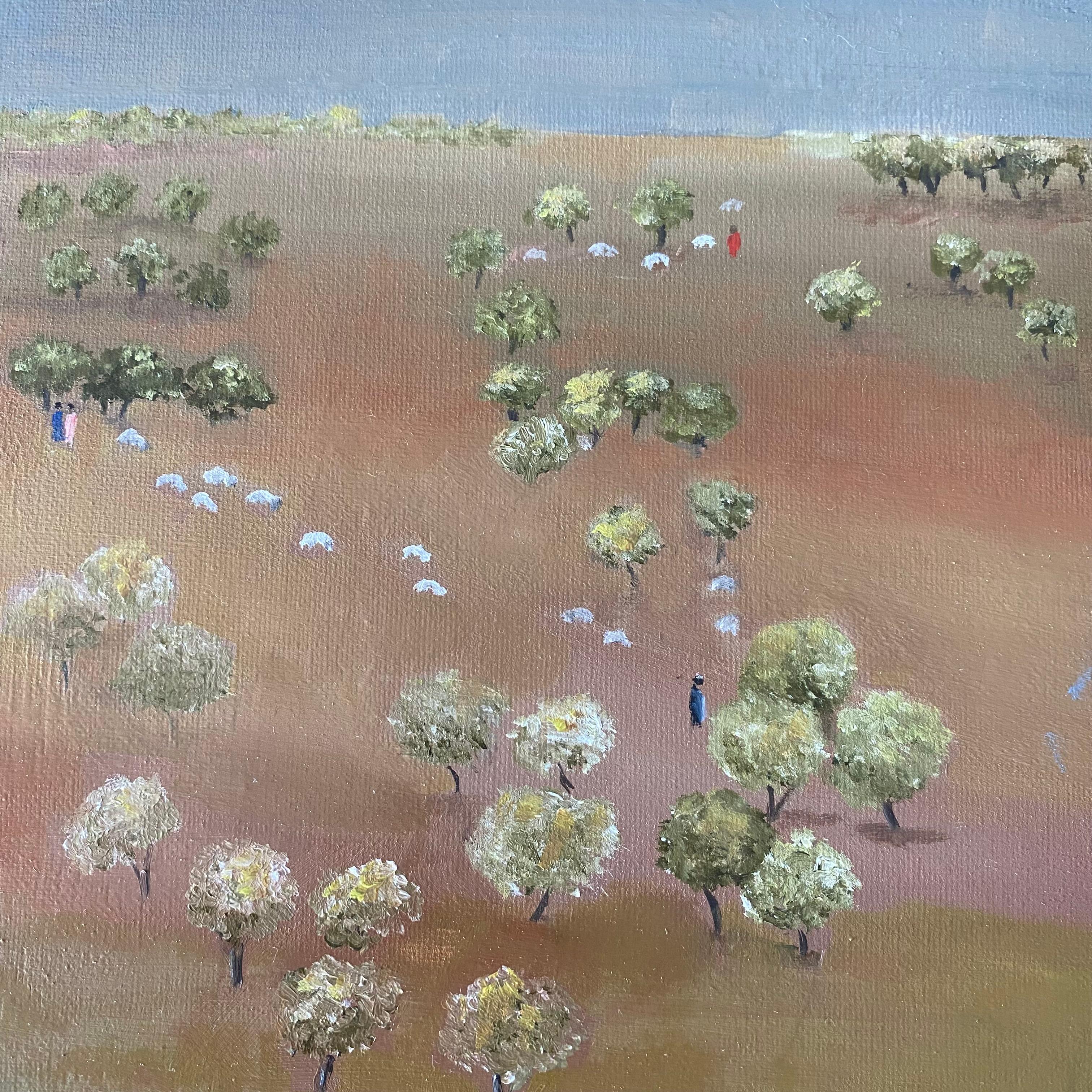 Katherine Bakhoum-Tisne Interior Painting - "Les Oliviers” Landscape Oil Painting 12" x 12" inch by Katherine Bakhoum Tisné