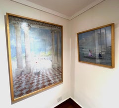 "Les Trois Barques” Painting 24" x 24" in by Katherine Bakhoum Tisné