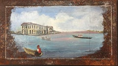 "Port Said" Paisaje Pintura al óleo 5" x 8" pulgadas by Katherine Bakhoum Tisné